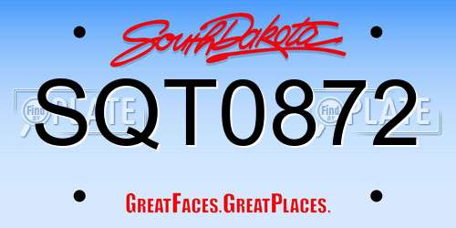 SQT0872 South Dakota License Plate