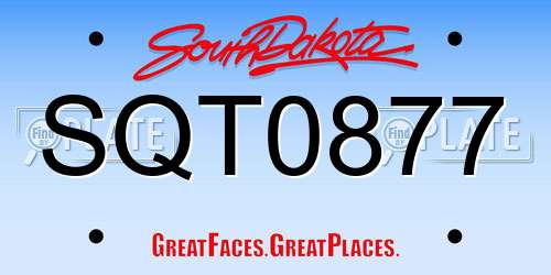 SQT0877 South Dakota License Plate