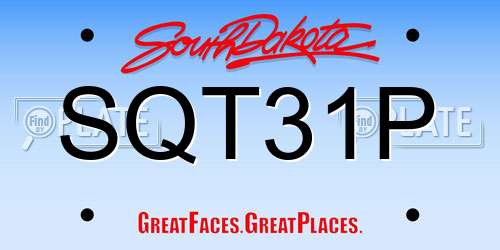 SQT31P South Dakota License Plate