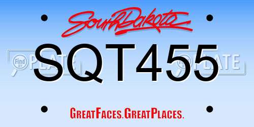 SQT455 South Dakota License Plate