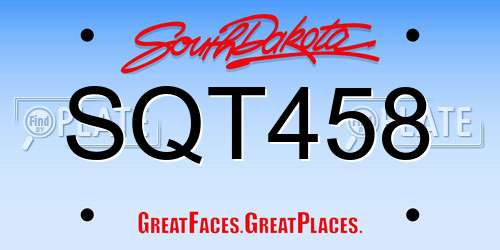SQT458 South Dakota License Plate