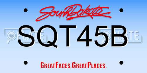 SQT45B South Dakota License Plate