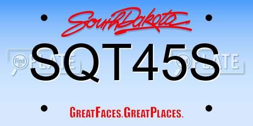 SQT45S South Dakota License Plate