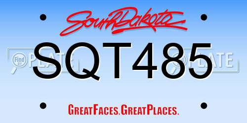SQT485 South Dakota License Plate