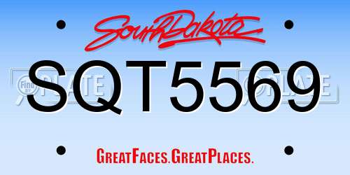 SQT5569 South Dakota License Plate