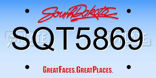SQT5869 South Dakota License Plate