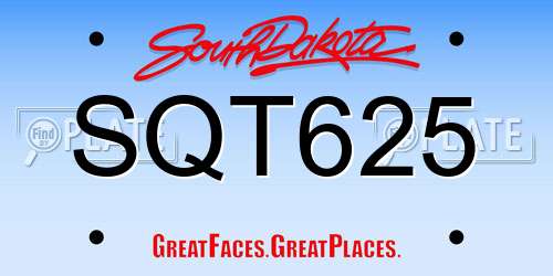 SQT625 South Dakota License Plate