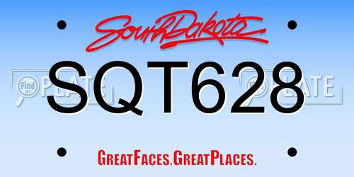 SQT628 South Dakota License Plate