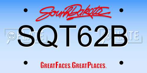 SQT62B South Dakota License Plate
