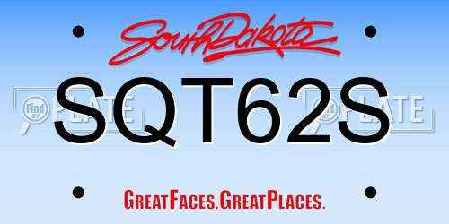 SQT62S South Dakota License Plate