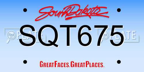 SQT675 South Dakota License Plate
