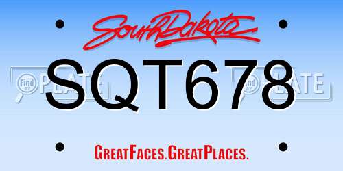 SQT678 South Dakota License Plate