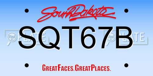 SQT67B South Dakota License Plate