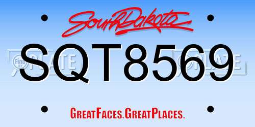 SQT8569 South Dakota License Plate