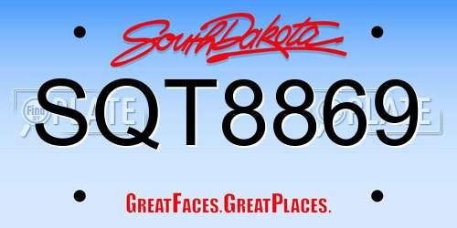 SQT8869 South Dakota License Plate