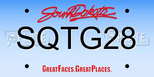 SQTG28 South Dakota License Plate