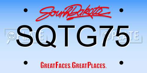 SQTG75 South Dakota License Plate