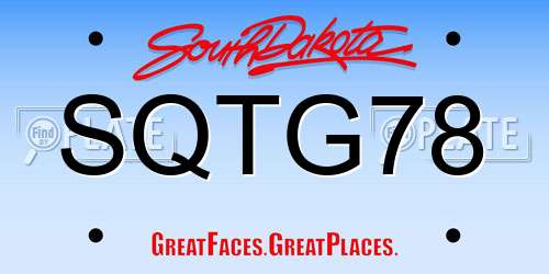 SQTG78 South Dakota License Plate