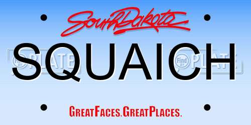 SQUAICH South Dakota License Plate
