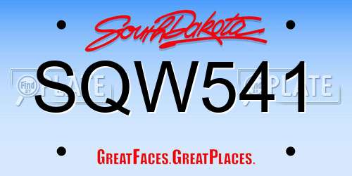 SQW541 South Dakota License Plate