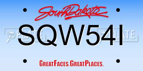 SQW54I South Dakota License Plate