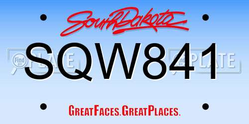 SQW841 South Dakota License Plate