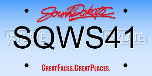 SQWS41 South Dakota License Plate