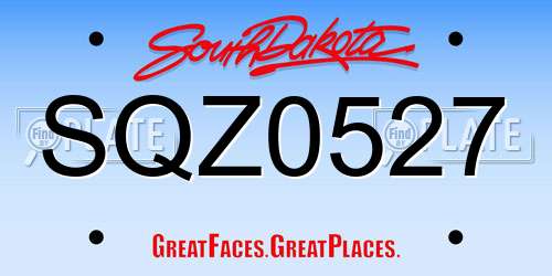 SQZ0527 South Dakota License Plate