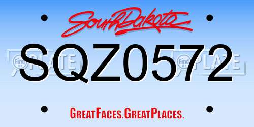 SQZ0572 South Dakota License Plate
