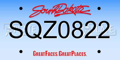 SQZ0822 South Dakota License Plate