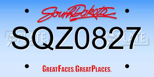 SQZ0827 South Dakota License Plate