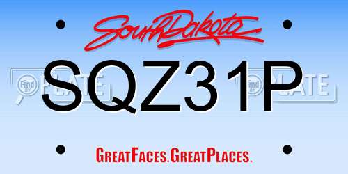 SQZ31P South Dakota License Plate