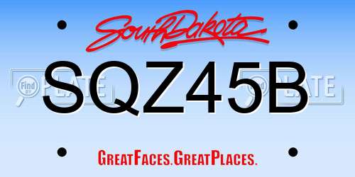 SQZ45B South Dakota License Plate