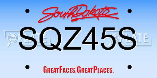 SQZ45S South Dakota License Plate