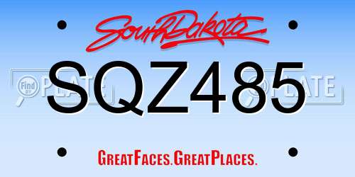 SQZ485 South Dakota License Plate