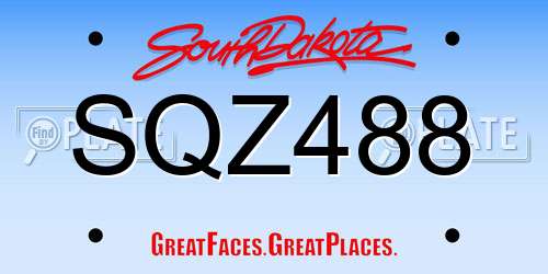 SQZ488 South Dakota License Plate