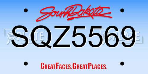 SQZ5569 South Dakota License Plate