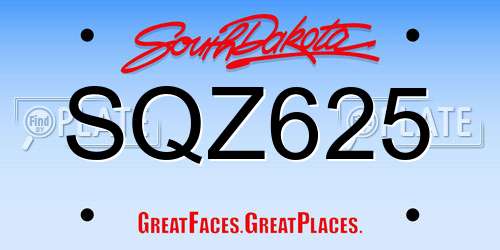 SQZ625 South Dakota License Plate