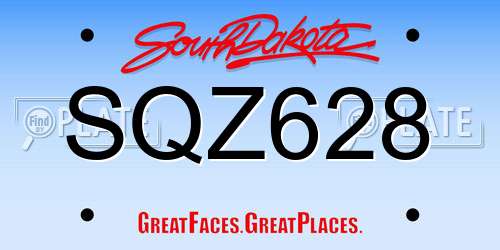 SQZ628 South Dakota License Plate