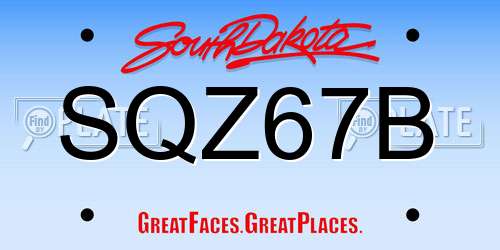 SQZ67B South Dakota License Plate