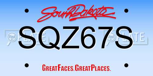 SQZ67S South Dakota License Plate