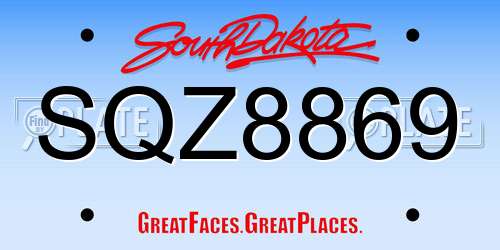 SQZ8869 South Dakota License Plate