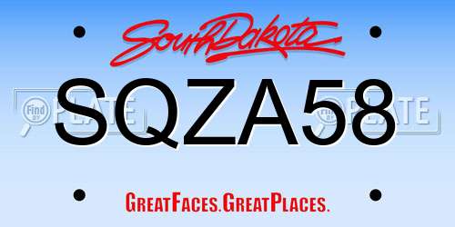 SQZA58 South Dakota License Plate
