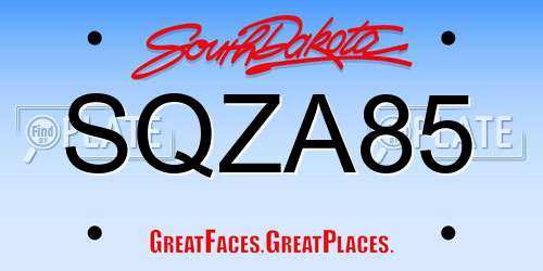 SQZA85 South Dakota License Plate