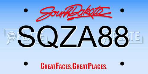 SQZA88 South Dakota License Plate