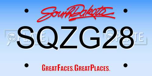 SQZG28 South Dakota License Plate