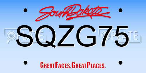 SQZG75 South Dakota License Plate