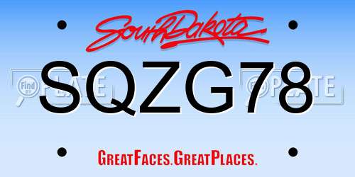 SQZG78 South Dakota License Plate