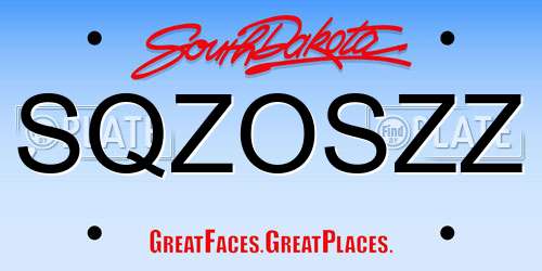 SQZOSZZ South Dakota License Plate