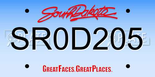SR0D205 South Dakota License Plate